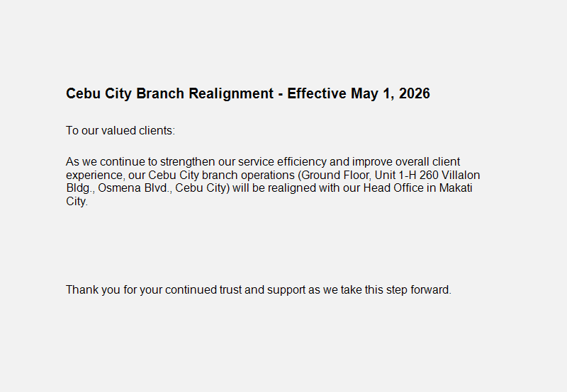 Cebu City Branch Realignment